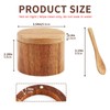 Salt Cellar, Acacia Wood Salt Container with Built‑in Spoon &