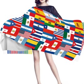 Endargros Hispanic Countries Nation Flag Womens Winter Scarf Soft Warm Blanket Scarves Fringe Pashmina Scarf 77" L x28