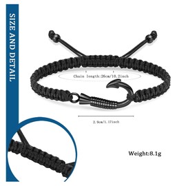 zeqingjw Urn Bracelet for Ashes for Men Women Fish Hook Braided Rope Adjustable Cremation Jewelry Keepsake Human Pet Memorial Gift
