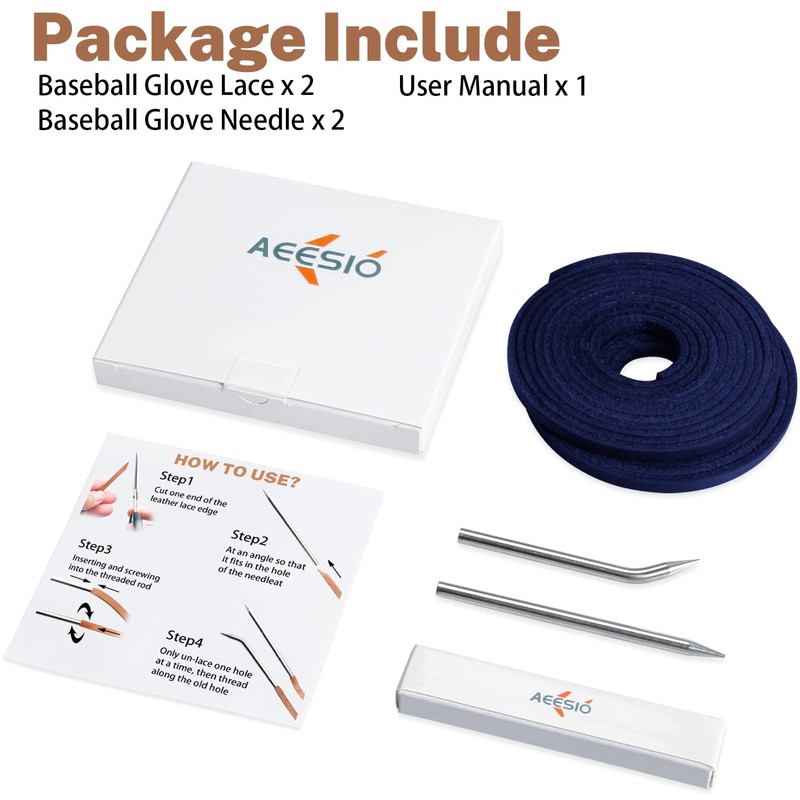 Aeesio Softball Baseball Glove Lace, Mitt Lace Repair Kit Includes