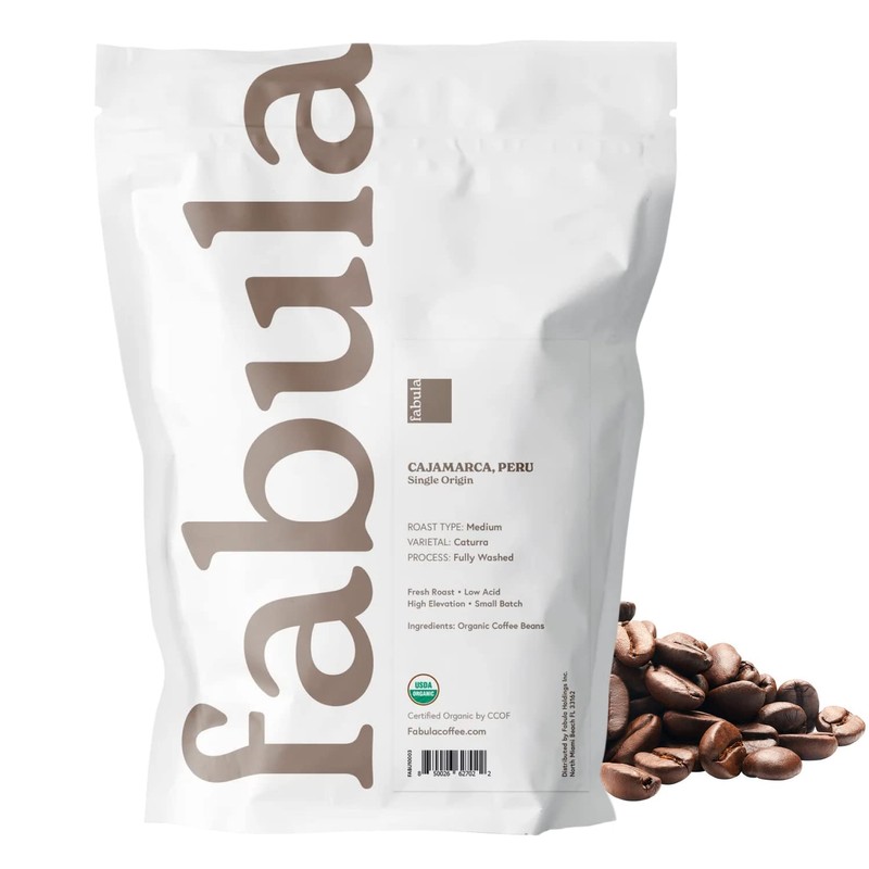 Fabula Low Acid Coffee Beans Whole, USDA Organic Coffee Beans