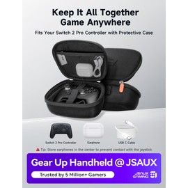 JSAUX Tragetasche Kompatibel mit Switch 2 Pro Controller (2025), Reiseschutzhülle Rundumschutz Tragbare Tragetasche - Schwarz