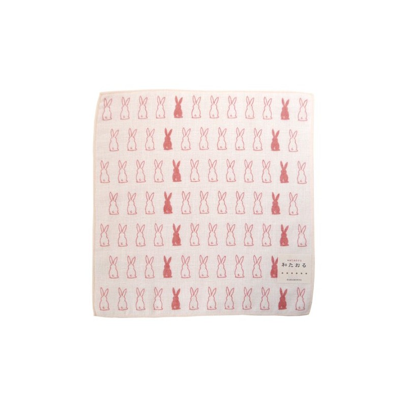 Wataol Semi Wash (Towel Handkerchief), Rabbit, Pink