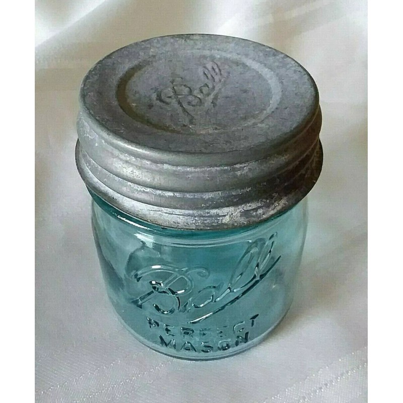 BALL HALF 1/2 PINT BLUE MASON Jar "Collector's Edition" Antique