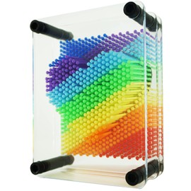 Juguete sensorial 3D Pin Art de 5 x 3.7 pulgadas, agujas de impresión, juguete intelectual, divertido arcoíris, transparente