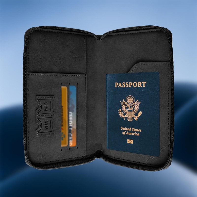 Tabanzhe Passport Holder Travel Wallet,PU Leather Passport Cover Organizer with