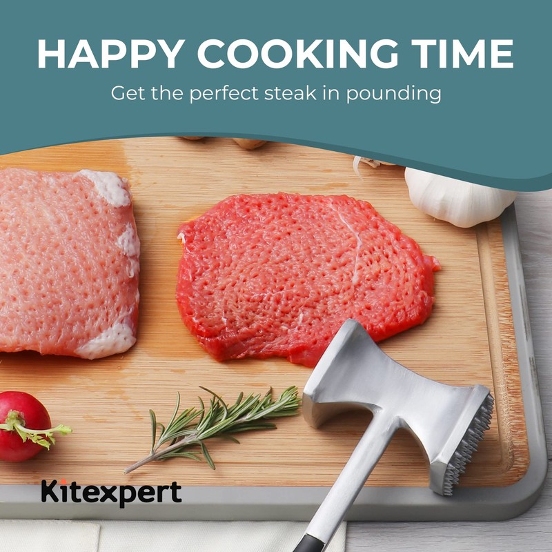 KITEXPERT Meat Tenderizer Hammer with Comfortable-Grip Handle, Dual-side Mallet for