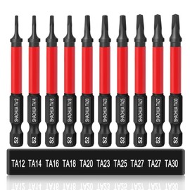 10PCS Triangle Screwdriver Bits, Impact Tough Triangle Bits Set, Upgraded S2 Steel Triangle Drill Bit Set Sizes TA12/14/16/18/20/23/25/ 27(x2)/30, 1/4''Hex 65mm Length Triangular Screwdrivers