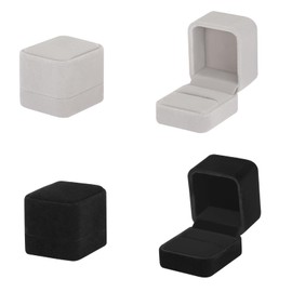 Pack of 2 Jewellery Case for Ring, Ring Box, Velvet Ring Gift Box, Wedding, Engagement, Christmas, for Marriage Proposal, Engagement, Wedding (Black Grey)