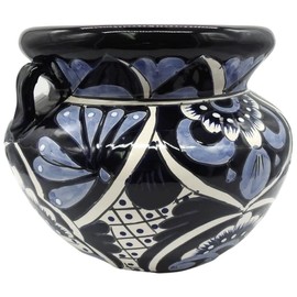 Talavera Pottery Store Michoacana Planter Small Hand Painted Pot Indoor Outdoor Multi Colored Glazed Blue and White