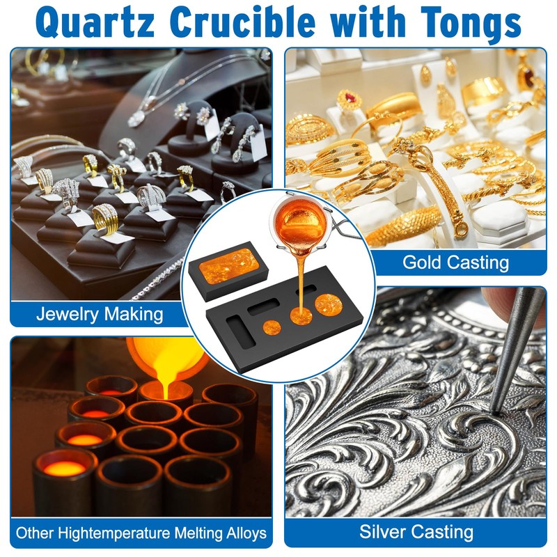 Hysagtek 9 Pcs Crucibles for Melting Metal Kit - Graphite