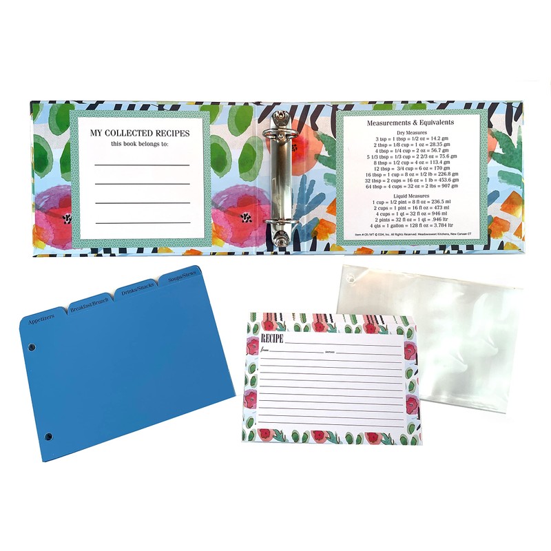 Meadowsweet Kitchens Recipe Organizer - Binder with 50 Plastic Sleeves