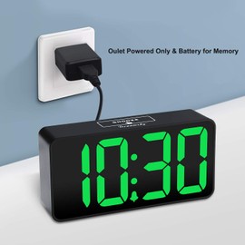 DreamSky Small Digital Alarm Clock for Bedroom, Large Big Numbers Display with Brightness Dimmer, Electric Bedside Desk Clock with USB Charging Port, Adjustable Alarm Volume, USB-C Adapter Powered