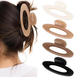 ACO-UINT 4PCS Hair Claw Clips Large Oval Hair Clips for Women Strong Hold Non Slip Jaw Clips for Thick Thin Hair