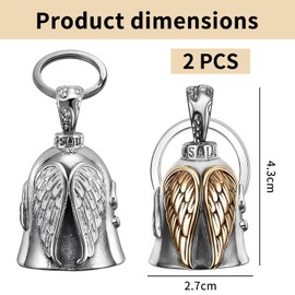 BIVYAX 2 Pezzi Campanella Moto Guardian Bell Originale, Campanellino Motociclisti, Portachiavi Moto Portafortuna, Angelo Custode Con Anello Appeso Per Auto Elettriche, Biciclette Ecc.