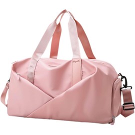 Bolsa Deportiva para Mujer, Bolsa de Viaje Gimnasio Impermeable con Soporte para Maleta, Duffel Bag de Gran Capacidad (rose(pink)-N1)
