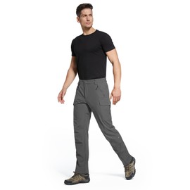 Moosehill Men's Hiking Cargo Pants Lightweight Water-Resistant Tactical Work Pants Quick Dry for Fishing Golf Travel Outdoor (Dark Grey, 36W x 31L)