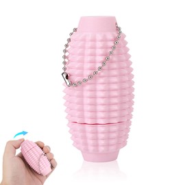 Spiky Grippie Fidget Keychain Pain Stimulation Sensor Toy for Adults Teenagers Pocket Spinner Keychain Ring for Concentration and ADHD (Pink)