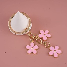 Weicoca Pink Flower Keychains -Chain Car Key Ring Pendant for Purse -Keychain Accessories for Women Gifts -Handbag Bag, Earphone Case Accessories -Cute Key Chains