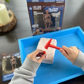 Geoworld Cave Man Skeleton Excavation Kit – Assemble an 8-Inch Neanderthal Model – Perfect STEM Activity for Kids Aged 6+, Brown