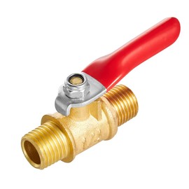 Brass Ball Valve Shut Off Switch, Tubing Fitting Straight Coupling Adapter 2pcs (1/4" NPT Male x 1/4" NPT Male)