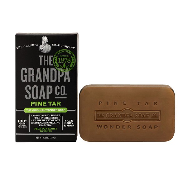 Pine Tar Bar Soap by The Grandpa Soap Company | The Original Wonder Soap | 3-in-1 Cleanser, Deodorizer & Moisturizer | 4.25 Oz. Each - Case of 25