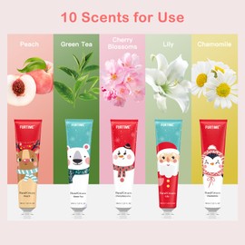 FURTIME 10 Pieces Mini Hand Cream Set, Plant Fragrance, for Dry Cracked Hands, Christmas Gifts, Birthday Gift, Moisturising Cream Gift Set for Women and Men