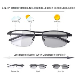 YIMI Photochromic Blue Light Blocking Glasses UV400 Anti Eyestrain Computer Gaming Blue Light Screen Blocker Glasses Clear Lens Anti Glare Eye Protection Eyewear for Men Women