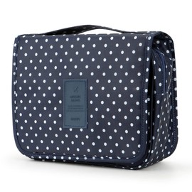 Mossio Hanging Toiletry Bag - Large Cosmetic Makeup Travel Organizer for Men & Women with Sturdy Hook (Polka Dot)