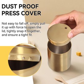 Toothpick Holder, 3.1x2.2in Stainless Steel Toothpick Holder Dispenser Pocket Toothpicks Holder Round Metal Toothpick Storage Box for Table, Restaurant, Travel (Gold)