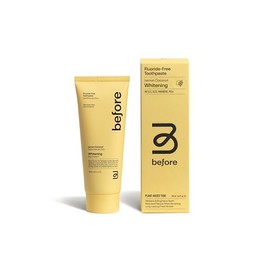 Before | Lemon Coconut Fluoride-Free Whitening Toothpaste | Anti-Cavity, Reduces Plaque for Gum Health, Whitens Teeth, Balanced Foaming, Low Abrasion, Recyclable Tube, Made in The USA — 4.4oz