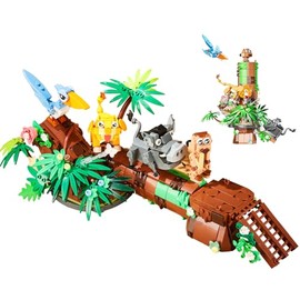 Forest Kingdom - Juego de 668 bloques de construcción con jabalí, leones, suricatas, plantas y árbol muerto, juego creativo para todas las edades     