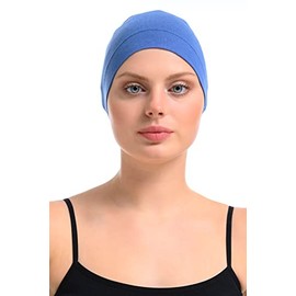 Kappe aus Bambus und Baumwolle für Chemo, Haarausfall, Schlafmütze, blau, One size
