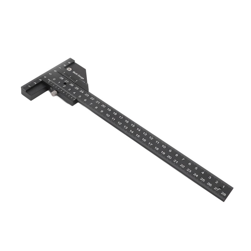 Multifunction Woodworking Ruler Aluminum Alloy T Shaped Black Measuring Marking