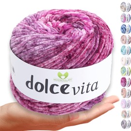 MeriWoolArt Chenille Wool (Velvet Yarn) for Knitting & Crocheting - 150g (260m) - 100% Polyester Fleece Yarn - Ideal as Amigurumi Yarn for Pillows, Blankets, Pet Bed & DIY Gifts