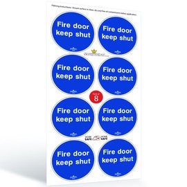 SAFETYKING® 8 x Fire Door Keep Shut Stickers 78mm Diameter | Fire Door Keep Shut Sign | Fire Door Stickers | Fire Door Signs | Fire Door Keep Shut