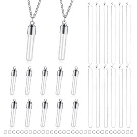 Bonuci 12 Set Glass Vial Necklace for Liquid Blood Ashes Keepsake Hourglass Jewelry Vial Necklace with Screw Cap Charms Necklace 12 Snake Chains with Lobster Clasps 17.7 Inch for DIY(Retro Style)