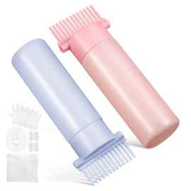 Healeved 2pcs Hair Oiling Applicator Root Comb Applicator Bottle for Hair Dyeing Includes Gloves for Home and Salon Use