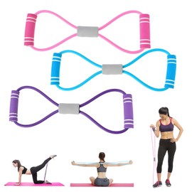 atnayo 3 Pcs Figure 8 Resistance Band,Resistance Bands with Handle(pink+blue+purple)