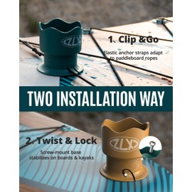 ZLX Paddle Board Drink Holder Stand Up Paddle Cup Holder for SUP, Kayak & Surfboard, SUP Accessory Compatible with Most Water Bottles and Cups