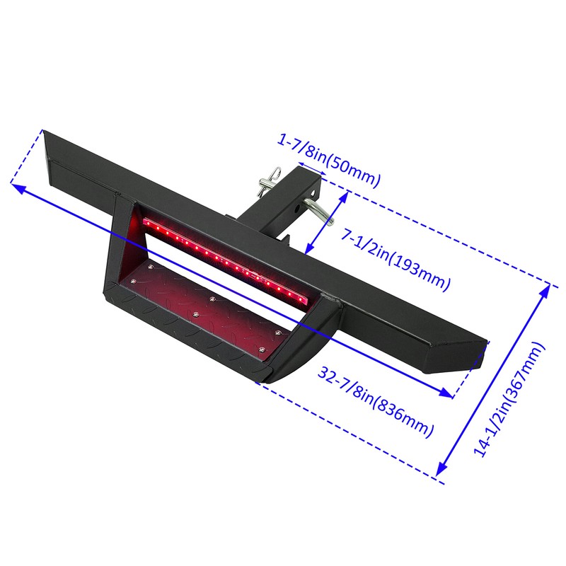 KUAFU Universal Hitch Step w/Led Brake Light Fit 2" Receiver