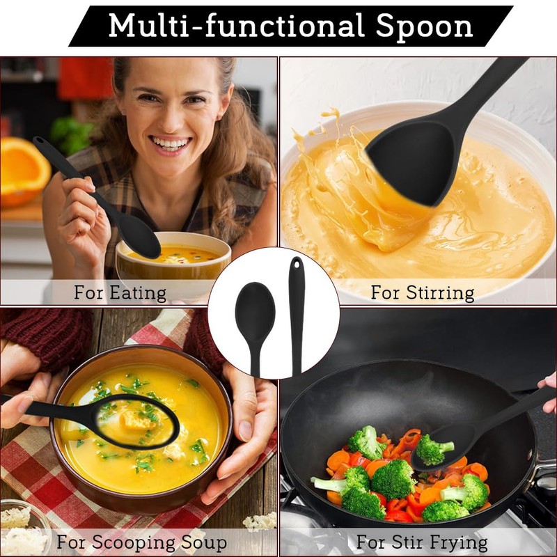 Cooking Spoon 2Pcs Red Large Serving Spoons 10.8'' Heat Resistant