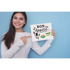 Bon Appetit Wall Decor Sticker - 9 X 12 Inches Vinyl Sticker - Kitchen Dining Room Wall Art Decor for Indoor and Outdoor - Frame Not Included - Peel Off Backing to Use As Sticker
