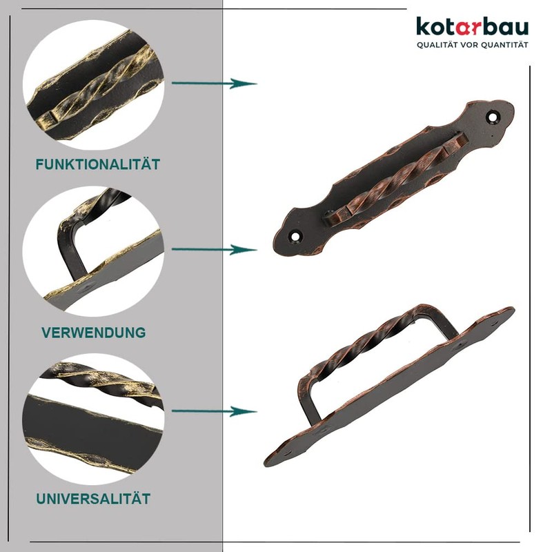 KOTARBAU® Door Handle 190 mm Wrought Iron Door Handle Black