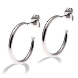 Puente 3 Color Earrings, Binaural Set, Stainless Steel, Half Moon, 18G, Ring, Hoop Earrings, Hypoallergenic to Metals, Silver, Gold, Black, Round, Thick, Thick, Stainless Steel