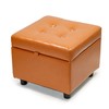 H&B Luxuries Tufted Leather Square Flip Top Storage Ottoman Cube