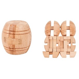 Handmade Powder Keg Wooden Puzzles Interlocking 3D Brain Teaser Puzzles Hidden Passage Mechanical Puzzle Magic Toy IQ Games 3D Puzzles for Kids and Adults (Natural)