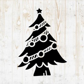 Christmas Tree Decals Peel and Stick - Wall Vinyl Decals Stickers - Ornament Snowflake Reindeer Santa Claus Holly Angel Silhouette - Car Window Truck Laptop Tumbler - Shop Store Room Decor DWSV15117