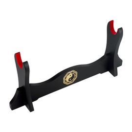 OLYCRAFT Sword Katana Holder Wood Sword Stand with Taichi Pattern Wooden Rack Samurai Sword Display Stand Black Sword Display Stand with Red Edge for Katana Wakizashi and Tanto - 1 Tier