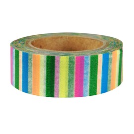 Wrapables Striped Japanese Washi Masking Tape, Clear and Multi-Color Short Stripe
